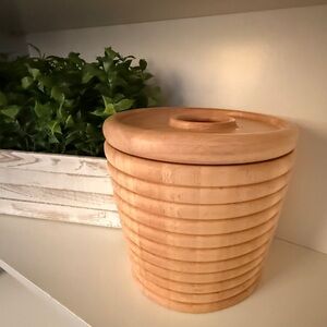 The Strata Group for Stafford Natural Wood Tone Beehive Ribbed Wooden Ice Bucket